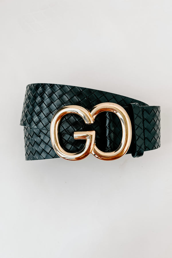 Bring It Together Wide Woven Faux Leather Belt (Black) - NanaMacs