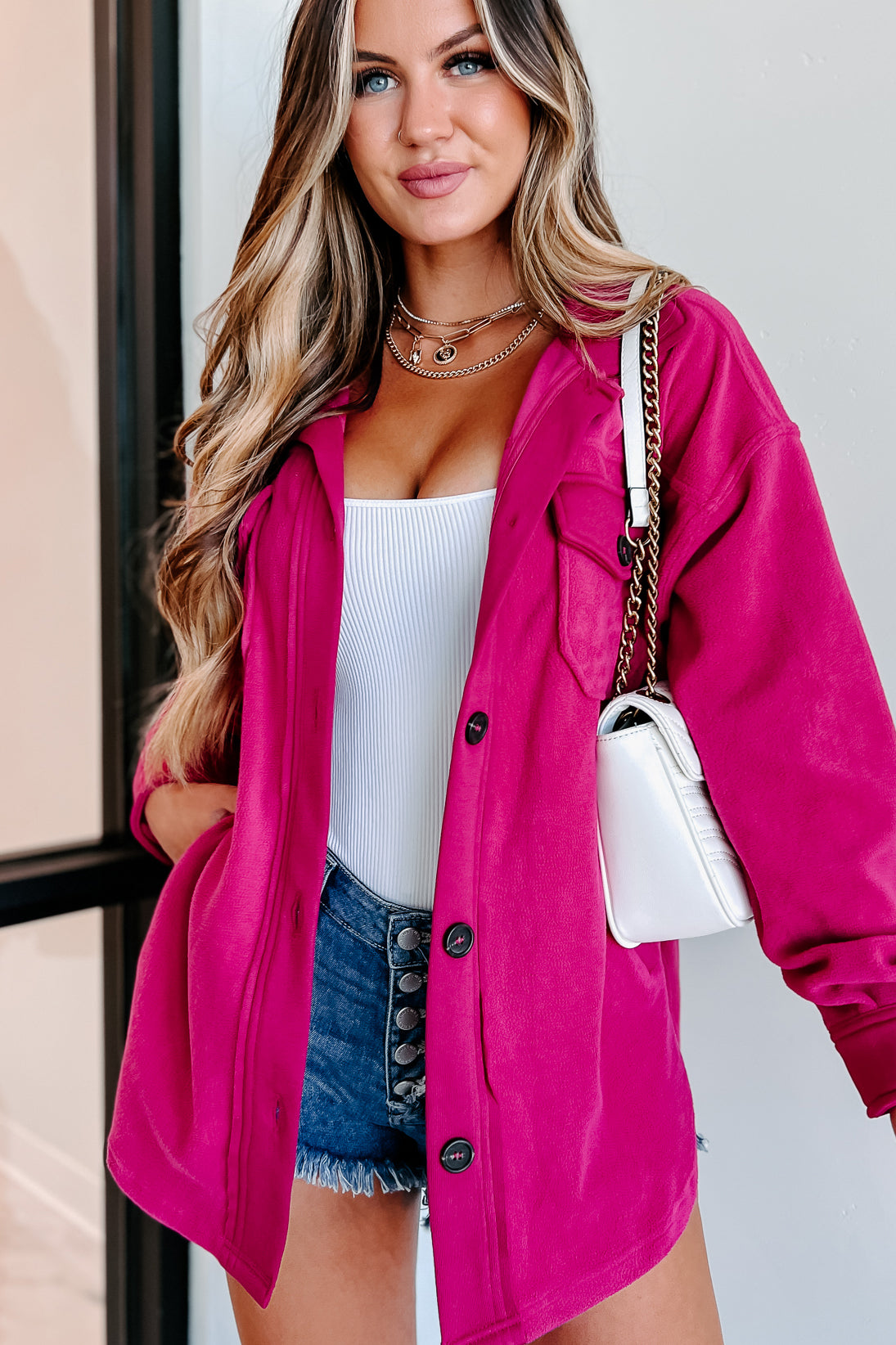 Cozy Campfire Nights Oversized Fleece Shacket (Magenta) - NanaMacs