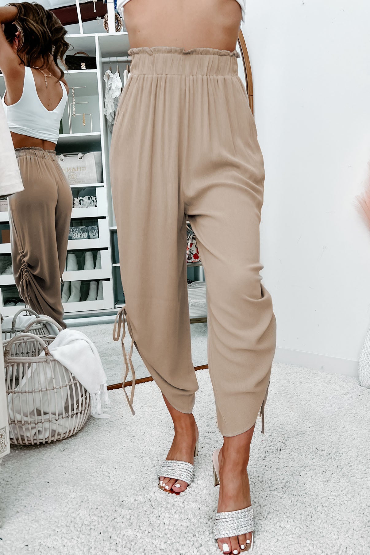 Sweet Me Away Side Drawstring Pull Pants (Taupe) - NanaMacs