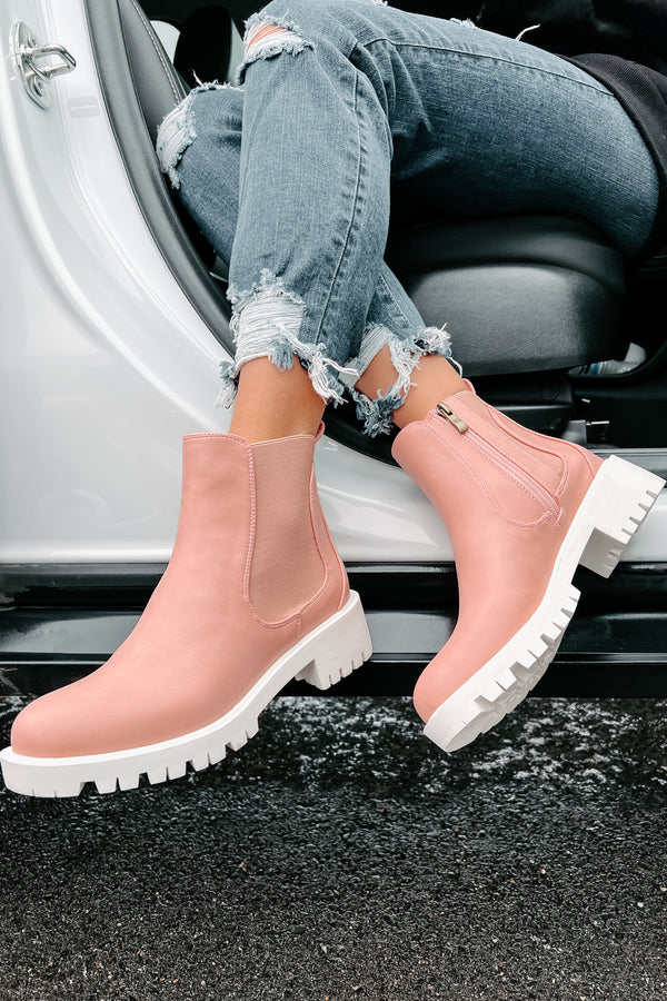 Dreya Lug Sole Chelsea Boots (Blush) - NanaMacs