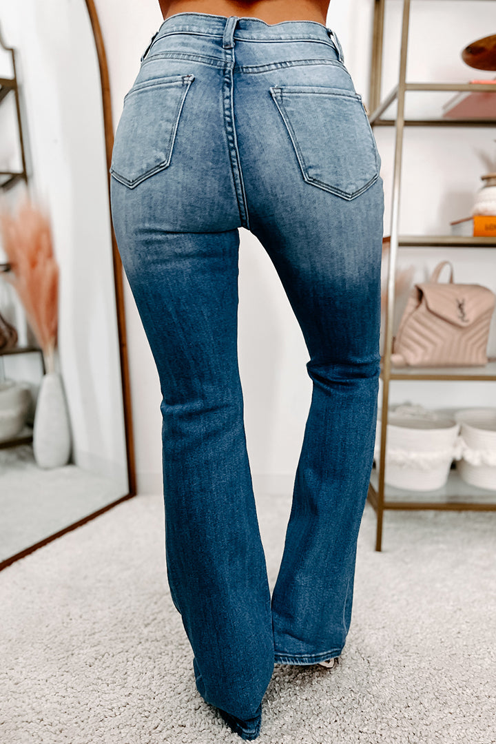 Ophelia High Rise Distressed Kick Flare Jeans (Medium Denim