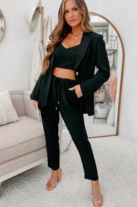 Feeling Bossy Three-Piece Blazer Set (Black) - NanaMacs