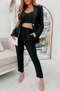 Feeling Bossy Three-Piece Blazer Set (Black) - NanaMacs