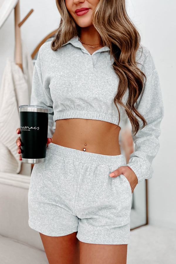 Rested & Restored Velour Two-Piece Set (Heather Grey) - NanaMacs