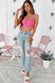 Lounge Around Ribbed Crop Tank (Hot Pink) - NanaMacs