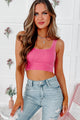 Lounge Around Ribbed Crop Tank (Hot Pink) - NanaMacs