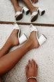Woven Beauty Woven Chain Strap Heeled Sandal (White) - NanaMacs