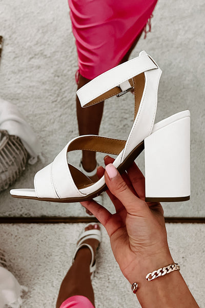 In A Trance Strappy Faux Nubuck Heels (Off White) - NanaMacs