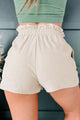 Boardwalk Avenue Ruffled Waist Linen Shorts (Oatmeal) - NanaMacs