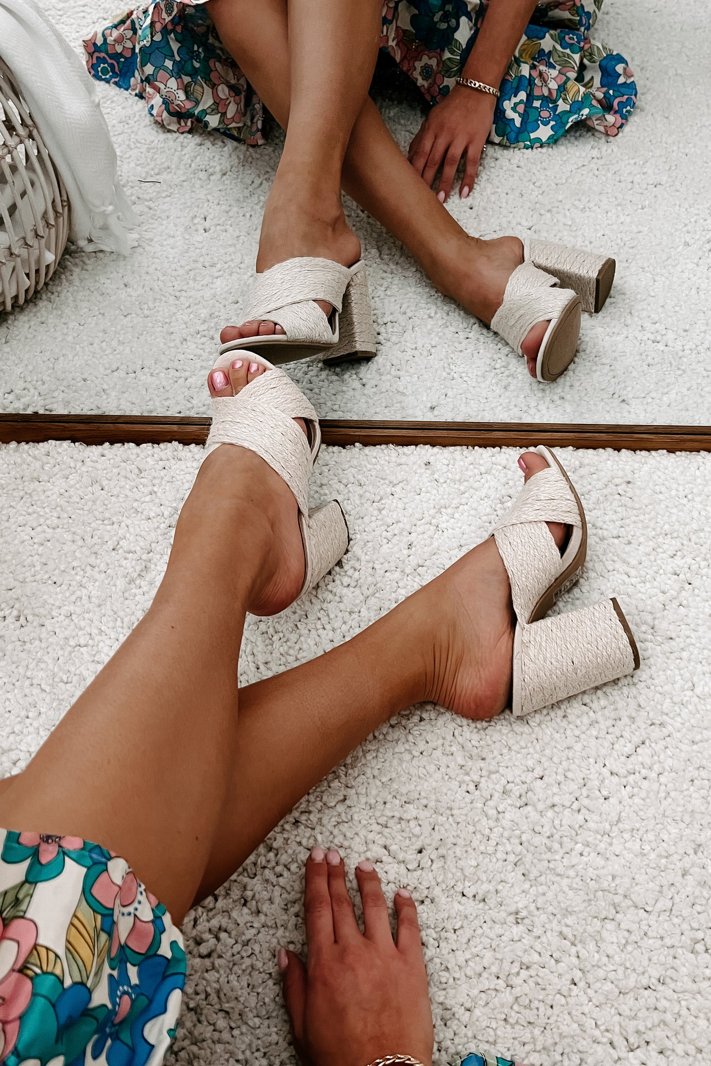 Charleston Chic Woven Heeled Sandals (Beige Jute) - NanaMacs
