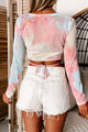 Tayshia Tie Dye Long Sleeve Wrap Top (Pink Blue) - NanaMacs