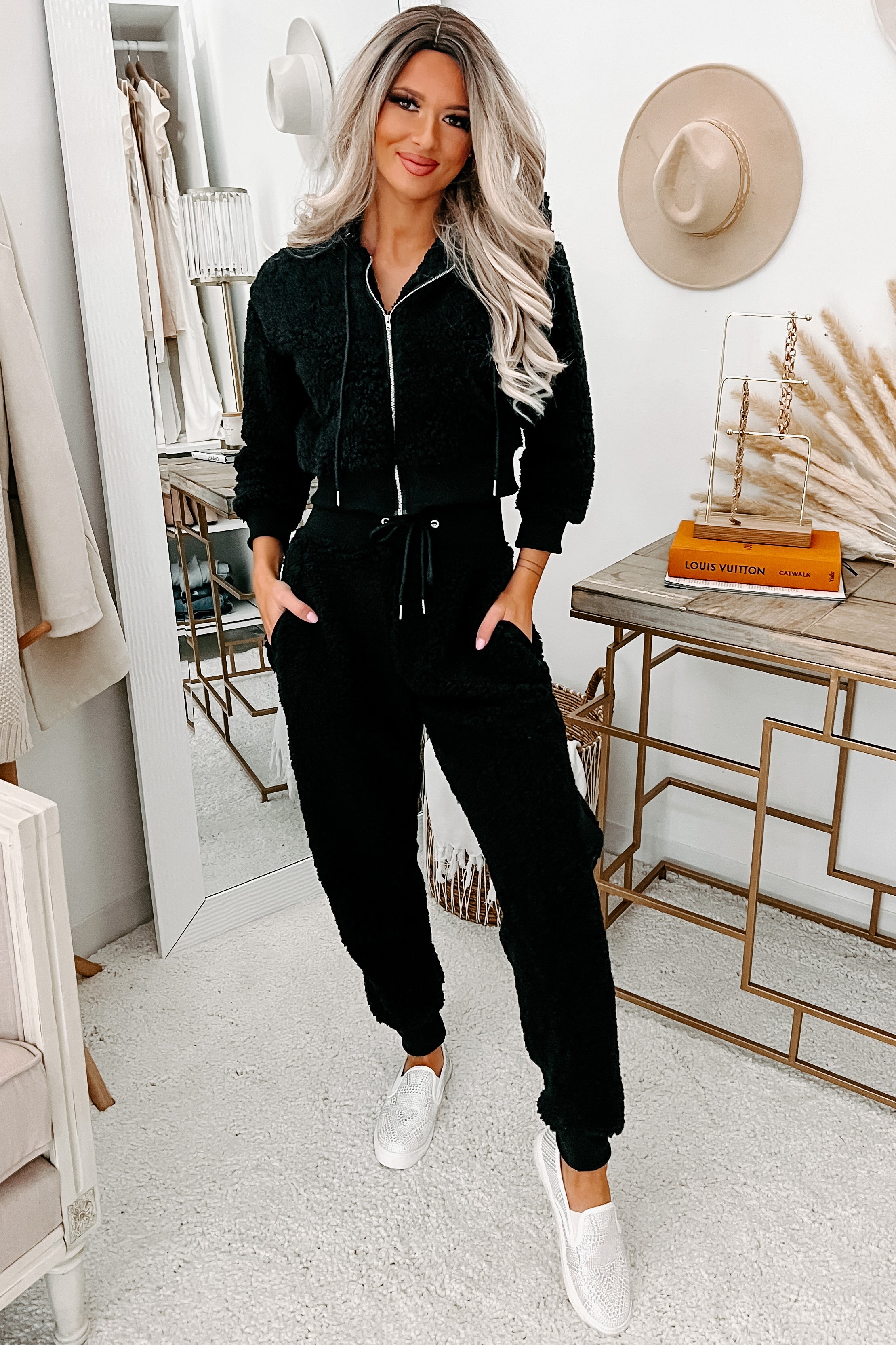 Black hoodie 2025 loungewear set