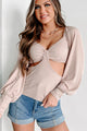 Total Allure Ribbed Cut-Out Top (Taupe) - NanaMacs