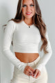 Right Beside You Long Sleeve Ribbed Crop Top (Ivory) - NanaMacs