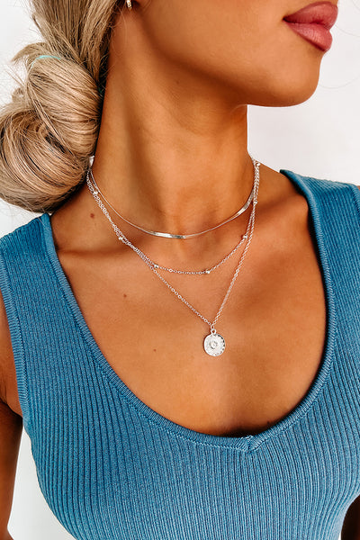 Gleaming Moments Layered Necklace (Silver) - NanaMacs