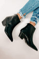 Magnetic Attraction Pointed Toe Faux Leather Booties (Black Crinkle PU) - NanaMacs