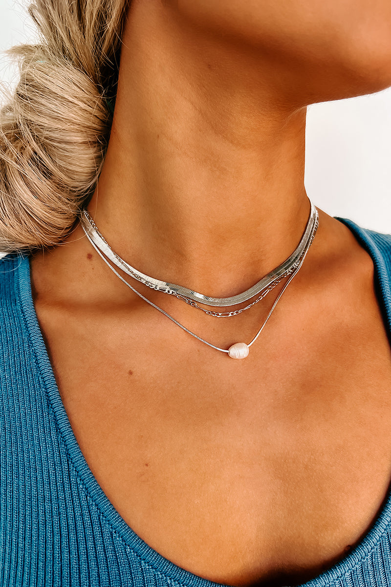 Beach Wedding Layered Necklace (Silver) - NanaMacs