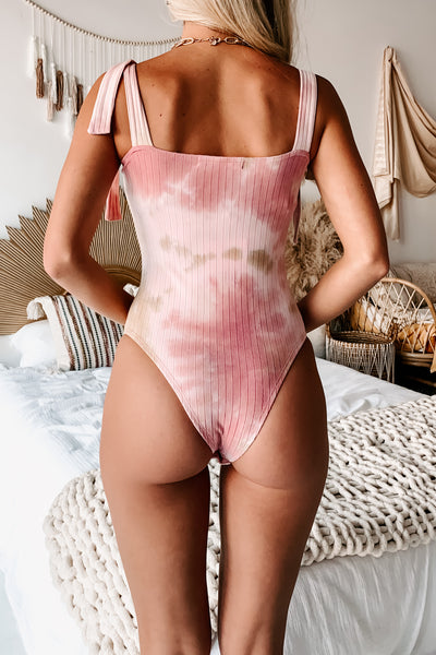 Back Off Tie Strap Tie Dye Bodysuit (Pink) - NanaMacs
