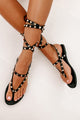Not Messin' Around Studded Ankle Wrap Sandals (Black) - NanaMacs