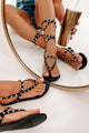 Not Messin' Around Studded Ankle Wrap Sandals (Black) - NanaMacs
