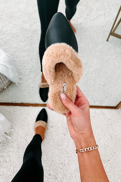 You're On Your Own Faux Fur Lined Mules (Black) - NanaMacs