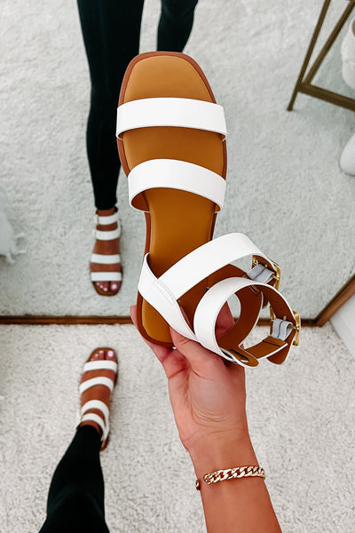 Into The Arena Strappy Gladiator Sandals (White) - NanaMacs