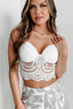 Being Honest Padded Lace Mesh Bustier Crop Top (White) - NanaMacs