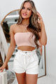 Known To All Strapless Knit Crop Top (Pastel Pink) - NanaMacs