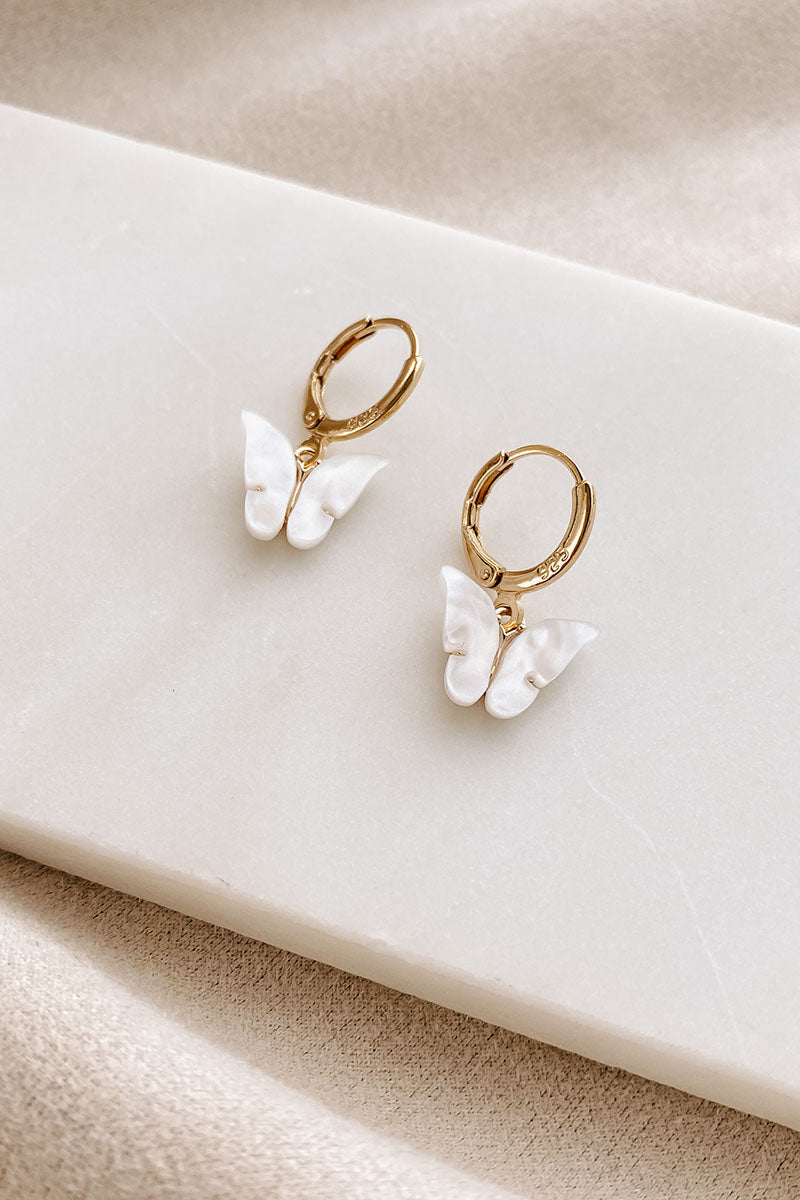 Monarch Moment Dangle Earrings (White) - NanaMacs
