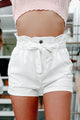 Forever Casual Paperbag Waist Shorts (White) - NanaMacs
