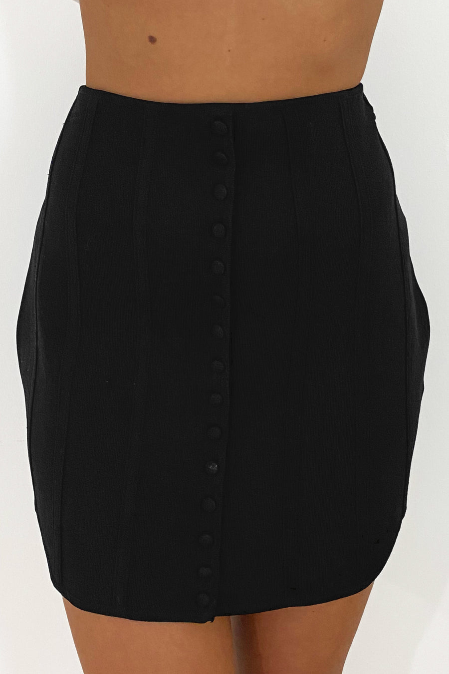 Winning You Over Knit Button-Front Skirt (Black) - NanaMacs