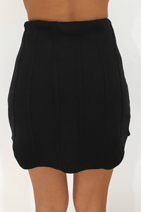 Winning You Over Knit Button-Front Skirt (Black) - NanaMacs