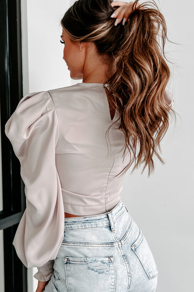 As Fate Would Have It Puff Sleeve Crop Top (Beige) - NanaMacs