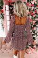 Pacey Ditsy Floral Ruched Mini Dress (Burgundy) - NanaMacs