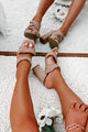 Being Exclusive Braided Strap Square Toe Heeled Sandals (Tan) - NanaMacs