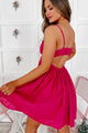 Pretty & Poised Back Cut-Out Babydoll Dress (Hot Pink) - NanaMacs