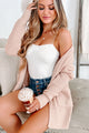 Podcast & Chill Open Front Waffle Knit Cardigan (Dusty Blush) - NanaMacs