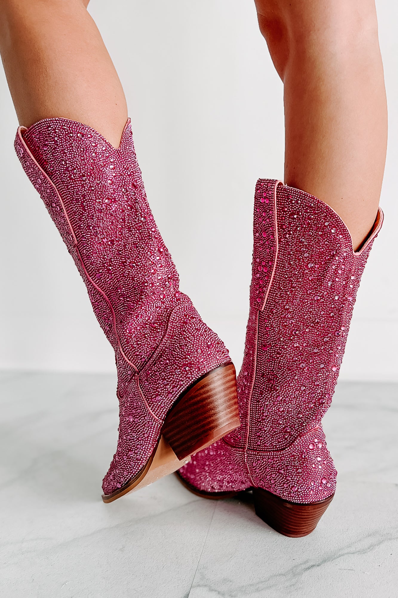 Spurs & Bling Rhinestone Cowboy Boots (Pink Rhinestone) · NanaMacs