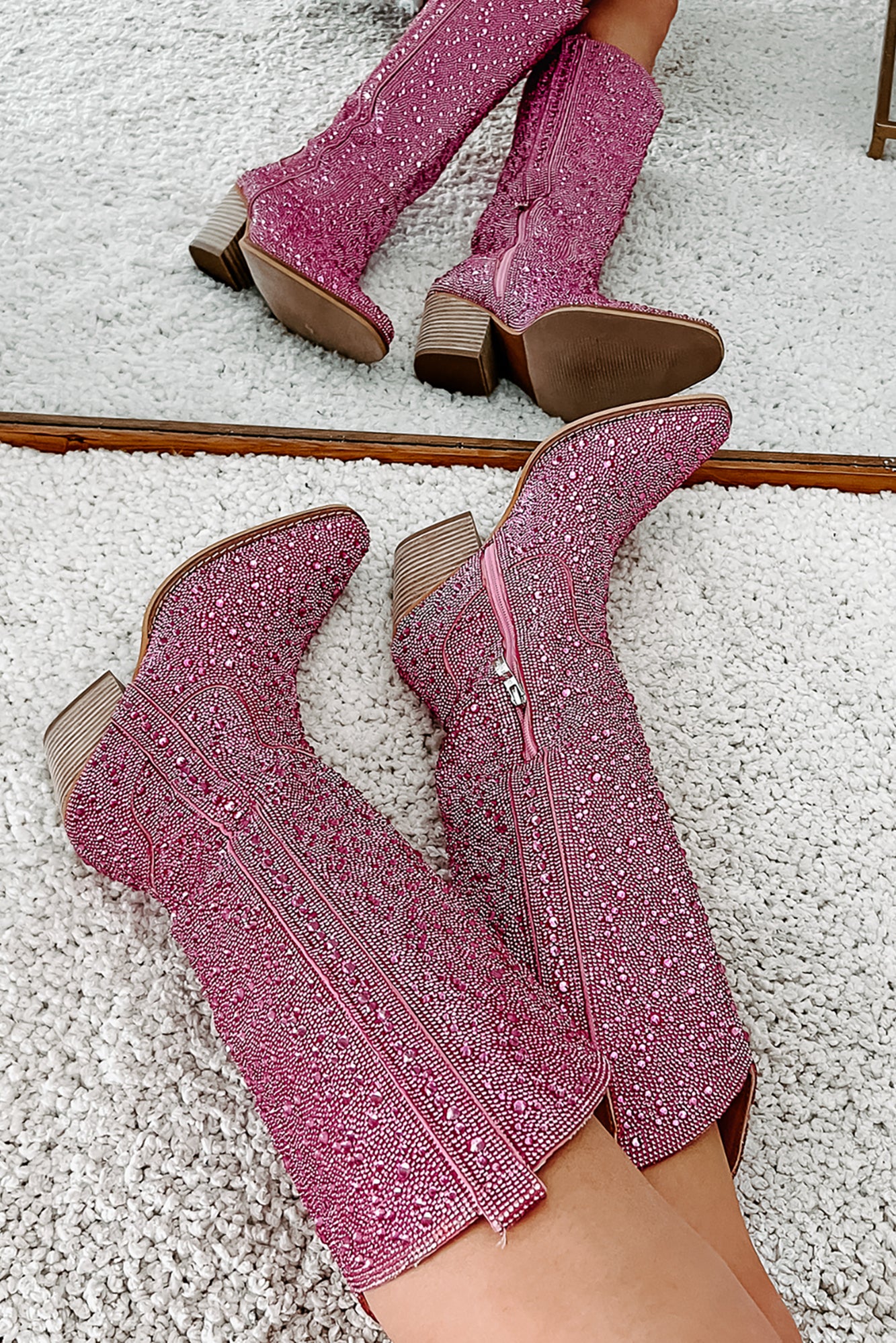 Spurs & Bling Rhinestone Cowboy Boots (Pink Rhinestone) · NanaMacs