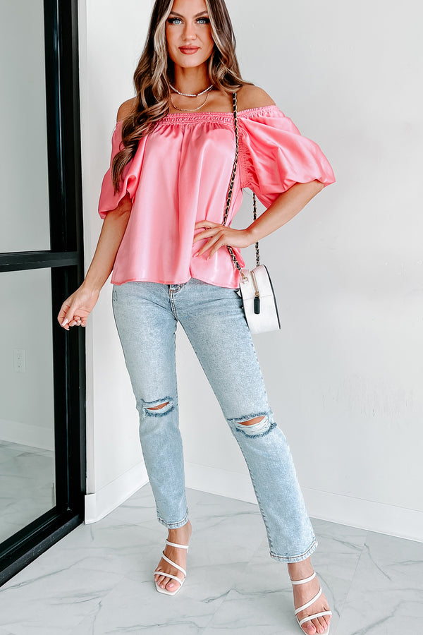 Friend Zone Puff Sleeve Top (Pink) - NanaMacs