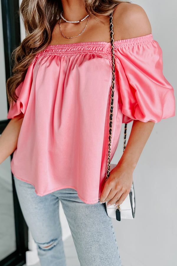 Friend Zone Puff Sleeve Top (Pink) - NanaMacs