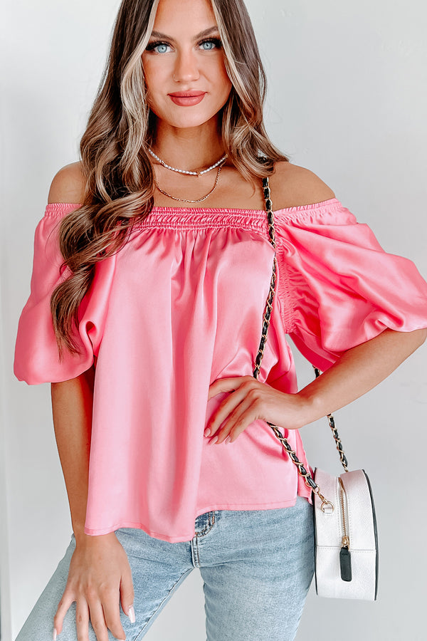 Friend Zone Puff Sleeve Top (Pink) - NanaMacs