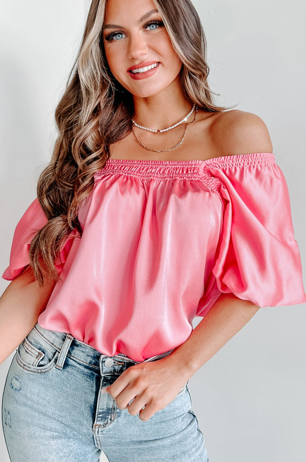 Friend Zone Puff Sleeve Top (Pink) - NanaMacs