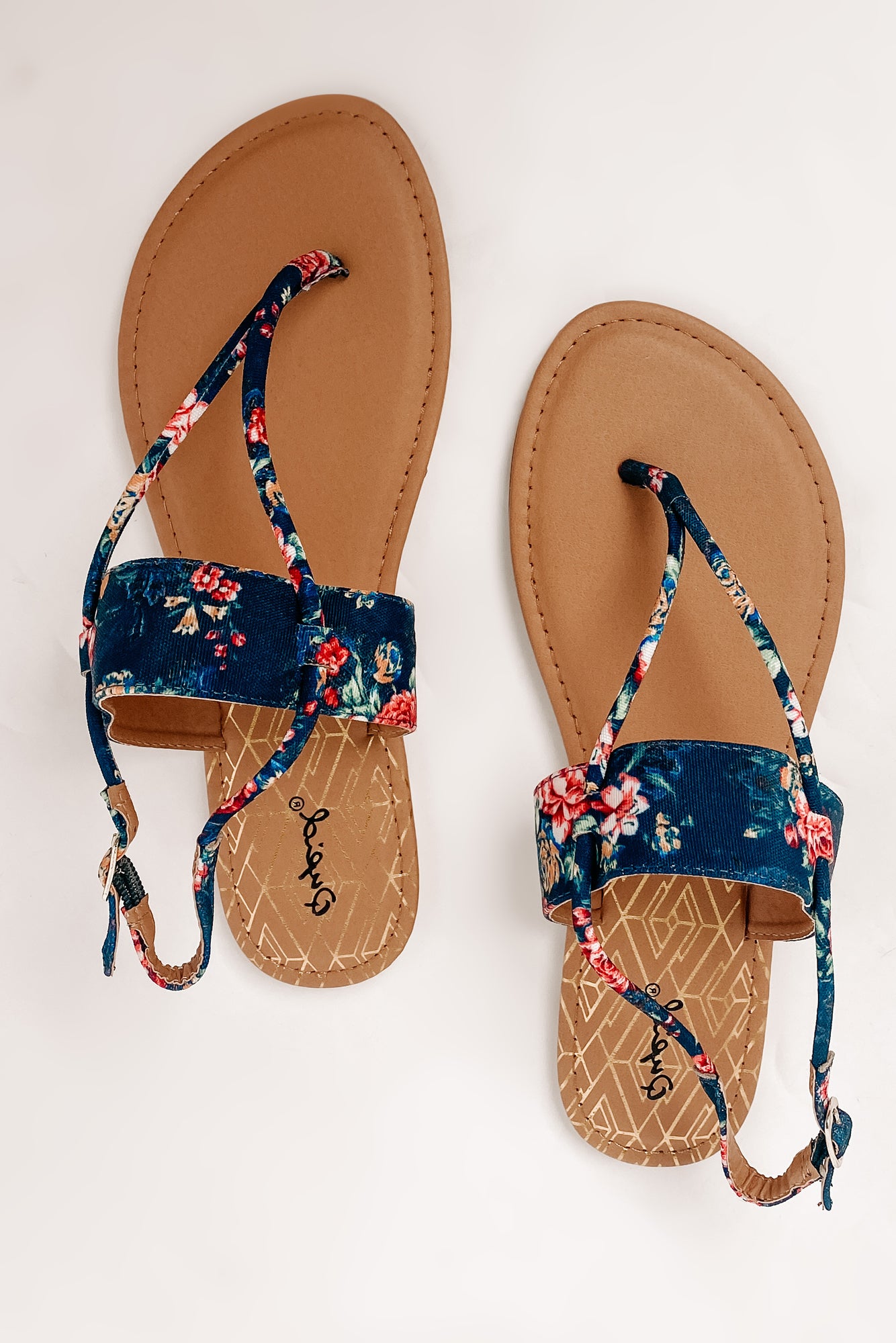 Kiana Multi-Strap Flat Sandals (Blue Multi Fabric) - NanaMacs