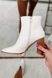 Vira Billini Scale Textured Booties (Ivory) - NanaMacs