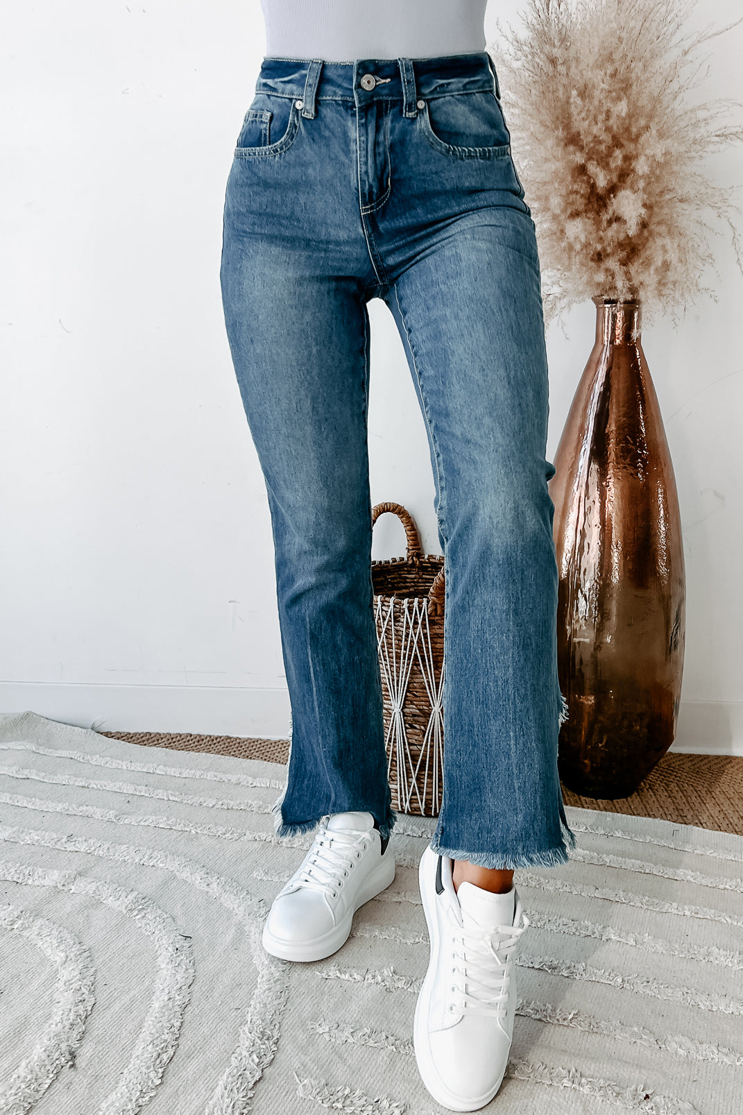 Albuquerque High Rise Split Hem Rewash Jeans (Medium) - NanaMacs