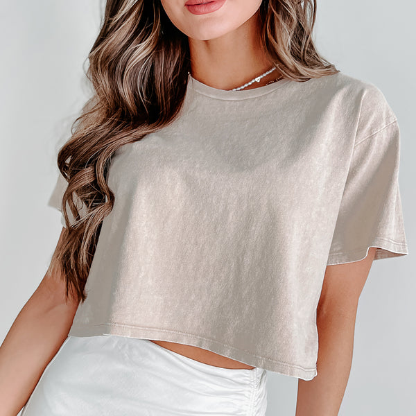 Unconventional Ideas Oversized Cropped Button-Down (Light Taupe)