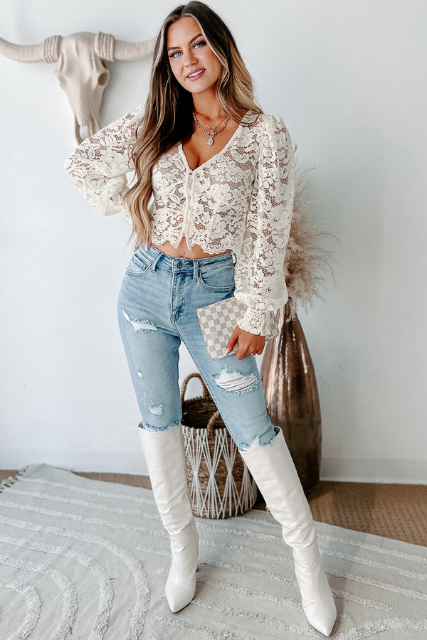 Leave You Longing Lace Crop Top (Cream) - NanaMacs