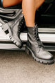 Questionable Intentions Chunky Faux Leather Combat Boots (Black) - NanaMacs