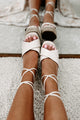 So Sweet Ankle Tie Wedge Sandals (Bone) - NanaMacs